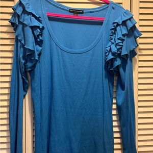 Boston Proper Vibrant Blue Ruffle Sleeve Top XL